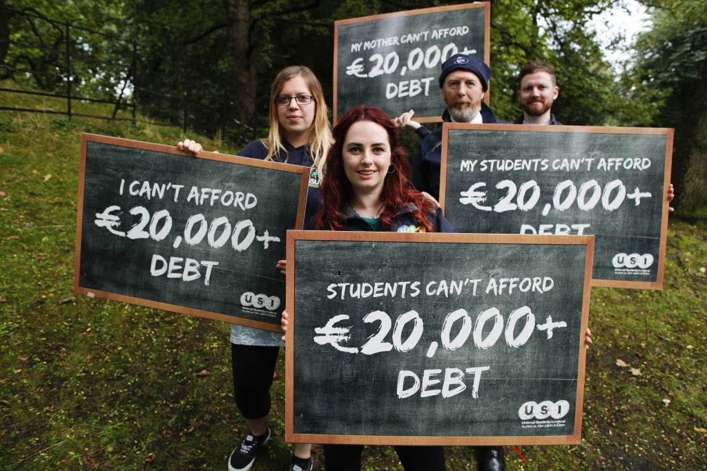 *** NO REPRODUCTION FEE *** DUBLIN : 26/9/2016 : Pictured at the USI announcement of their national demo expected to draw 5,000 students across Ireland were president of USI Annie Hoey (centre) with Joanna Siewierska from Irish Second Level Students Union, Ian Power from the National Youth Council and Aidan Kenny from Teachers' Union of Ireland. At the demonstration, USI will call on the Irish government and the Joint Oireachtas Committee on Education and Skills to make a historic long-term decision and invest in the publicly-funded third level education model as outlined in the Cassells report. USI said that an income-contingent loan scheme is not a viable solution to third level funding as a burden of €20,000+ debt upon graduation will deter people from applying to college. The union emphasised that the financial strain of college spans across all communities and groups including parents, children, staff and teachers - not just students.The demonstration is supported by members of the Coalition for Publicly Funded Higher Education including SIPTU, IMPACT, TUI, IFUT and National Youth Council of Ireland who will be joining the march starting at the Garden of Remembrance at 1pm on the 19th October. Picture Conor McCabe Photography. MEDIA CONTACT : dan.waugh@usi.ie